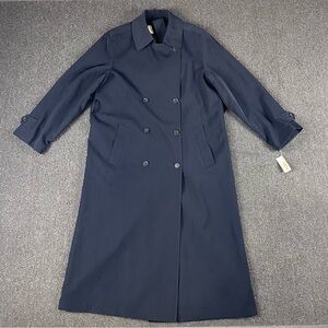 Talbots Trench Coat Womens 8 Petites Blue Long Sleeve Casual  Jacket Pockets NWT